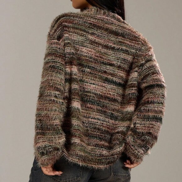 Casual Women's Oversized Textured Stripe Knit Sweater cardigan - Picture 5 of 5